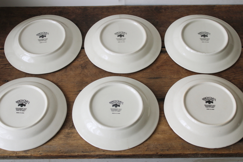 photo of 80s 90s vintage goose w/ bow Aunt Rhody Brick Oven stoneware dishes, never used set for 6  #9