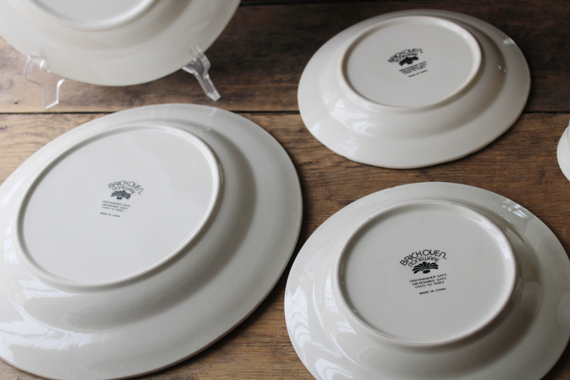 photo of 80s 90s vintage goose w/ bow Aunt Rhody Brick Oven stoneware dishes, plates, mugs, bowls  #3