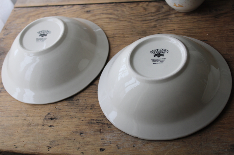 photo of 80s 90s vintage goose w/ bow Aunt Rhody Brick Oven stoneware dishes, plates, mugs, bowls  #10
