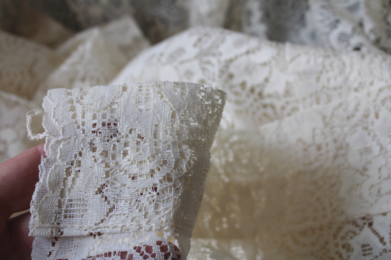 photo of 80s 90s vintage ivory ivory lace curtains, large wide panels w/ scalloped edges on both sides  #4