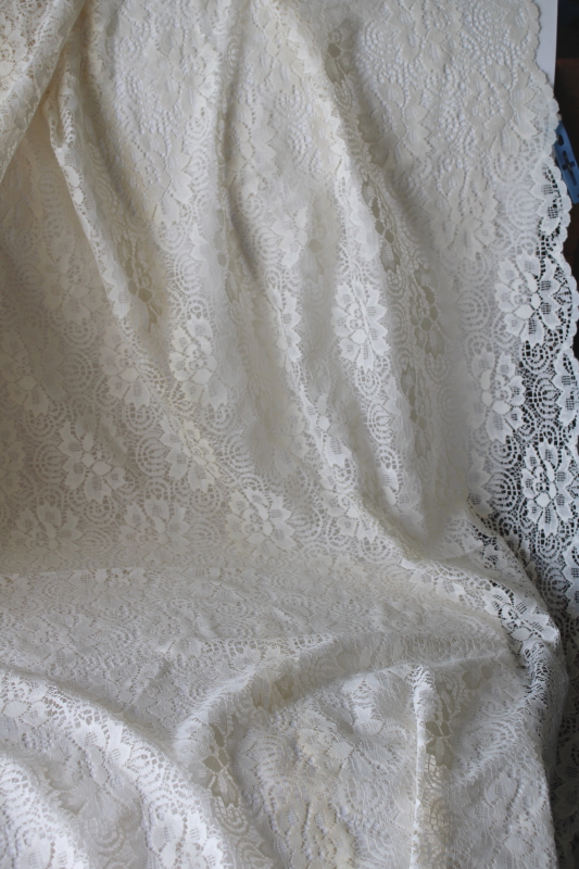 photo of 80s 90s vintage ivory ivory lace curtains, large wide panels w/ scalloped edges on both sides  #5