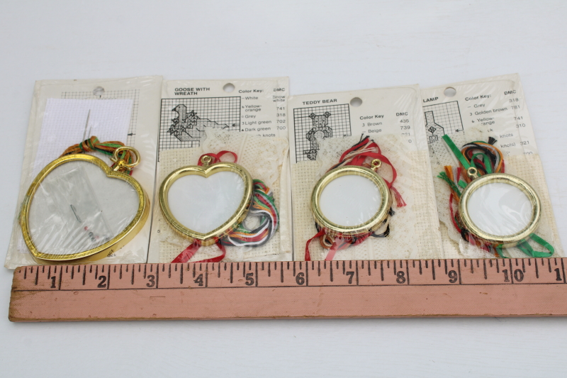 photo of 80s 90s vintage mini ornament kits, frames included cross stitch cottagecore geese etc  #5