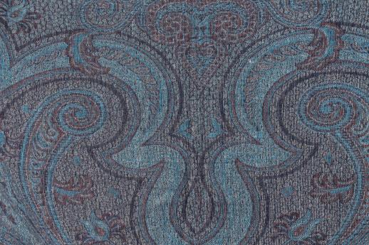 photo of 80s 90s vintage paisley shawl or table cover cloth, wool blend woven in Belgium #6