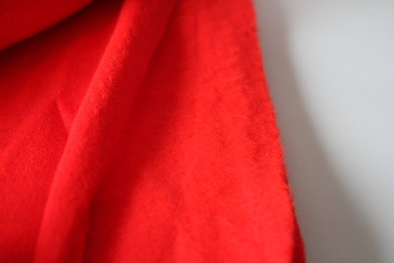 photo of 80s 90s vintage sweat fleece retro sweatshirt pants fabric, soft light synthetic, bright red solid color  #2