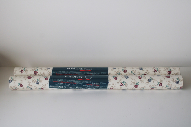 photo of 80s 90s vintage wallpaper cottagecore floral print, sealed double rolls vinyl wall paper for kitchen  #1