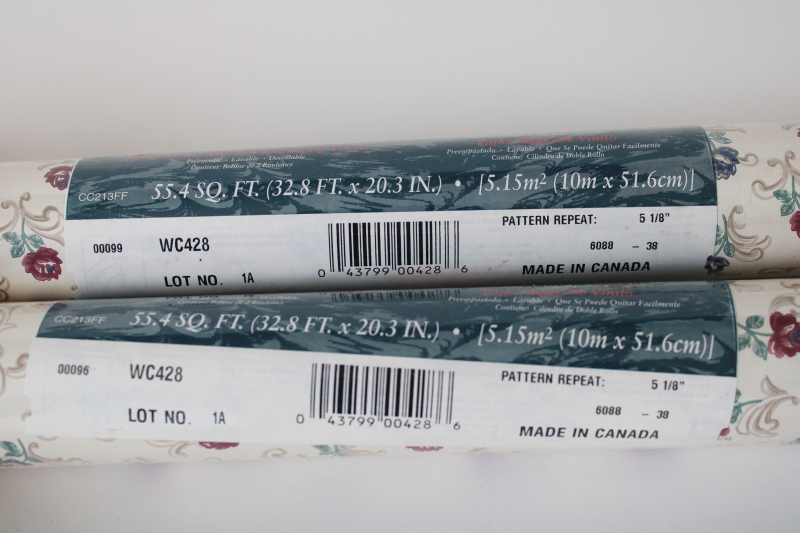 photo of 80s 90s vintage wallpaper cottagecore floral print, sealed double rolls vinyl wall paper for kitchen  #2