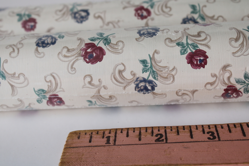 photo of 80s 90s vintage wallpaper cottagecore floral print, sealed double rolls vinyl wall paper for kitchen  #4