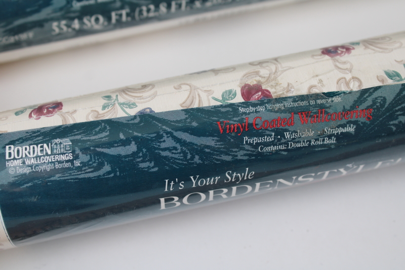 photo of 80s 90s vintage wallpaper cottagecore floral print, sealed double rolls vinyl wall paper for kitchen  #5
