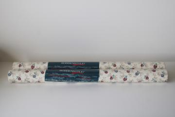 catalog photo of 80s 90s vintage wallpaper cottagecore floral print, sealed double rolls vinyl wall paper for kitchen 