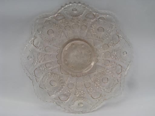 photo of 80s ALIG vintage Imperial cake plate w/ low foot, pale pink Nucut glass #1