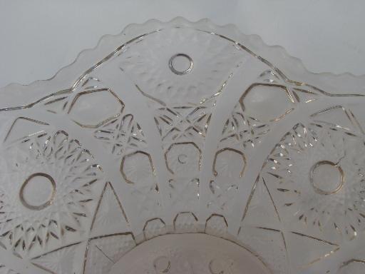 photo of 80s ALIG vintage Imperial cake plate w/ low foot, pale pink Nucut glass #4