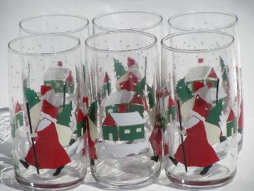 catalog photo of 80s Anchor Hocking Christmas glasses, St. Nicholas Santa w/ tree