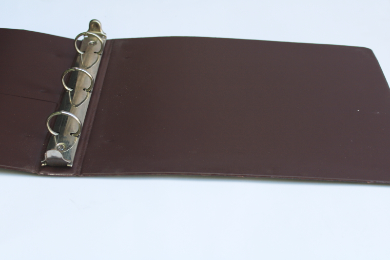 photo of 80s faux tooled leather brown vinyl ring binders, albums or scrapbooks vintage western style  #4