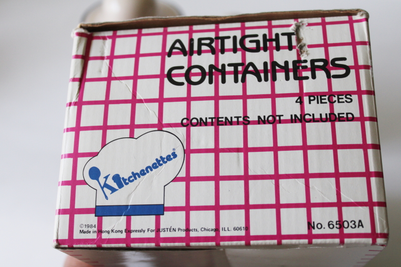 photo of 80s modern vintage smoke plastic canisters, mini storage jars in original box #2