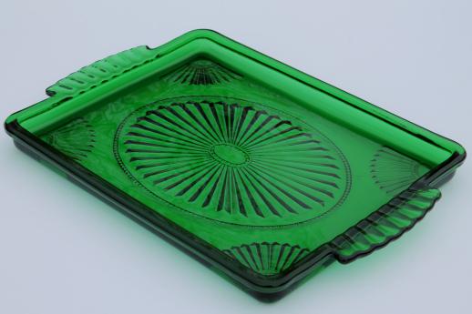 photo of 80s vintage Avon emerald green glass perfume tray or cocktail tray #1