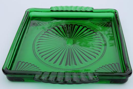 photo of 80s vintage Avon emerald green glass perfume tray or cocktail tray #4