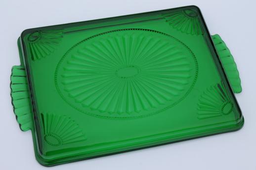 photo of 80s vintage Avon emerald green glass perfume tray or cocktail tray #5