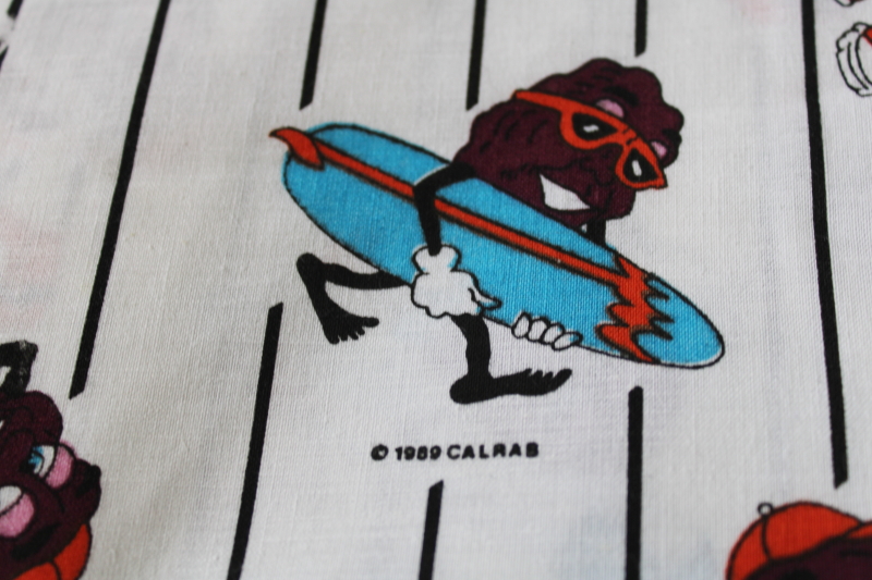 photo of 80s vintage California Raisins cartoon print fabric, 1989 Stutz Horowitz yardage  #2