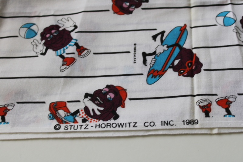 photo of 80s vintage California Raisins cartoon print fabric, 1989 Stutz Horowitz yardage  #4