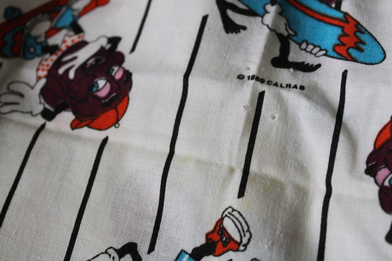 photo of 80s vintage California Raisins cartoon print fabric, 1989 Stutz Horowitz yardage  #5