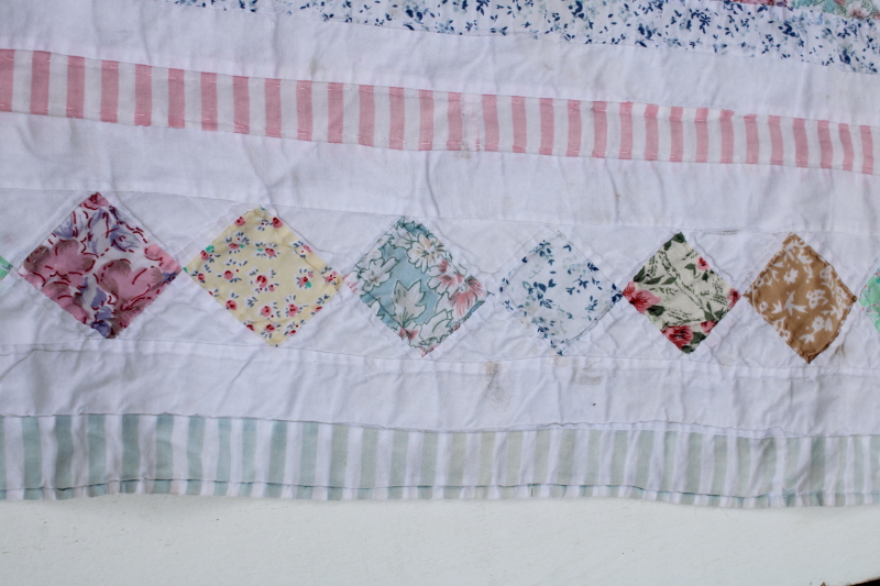 photo of 80s vintage Chinese hand stitched cotton patchwork quilt, star pattern candy pastel colors  #5