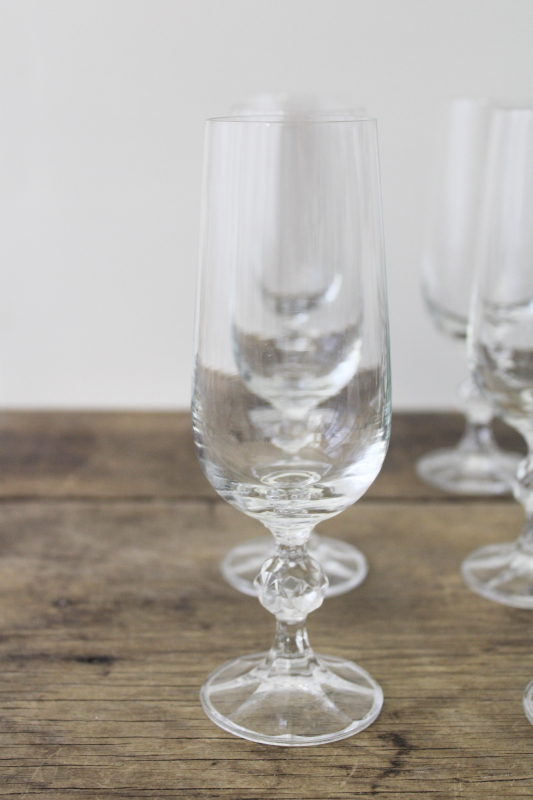 photo of 80s vintage Claudia stemware, set of 12 crystal champagne flute glasses hand blown glass Poland #7