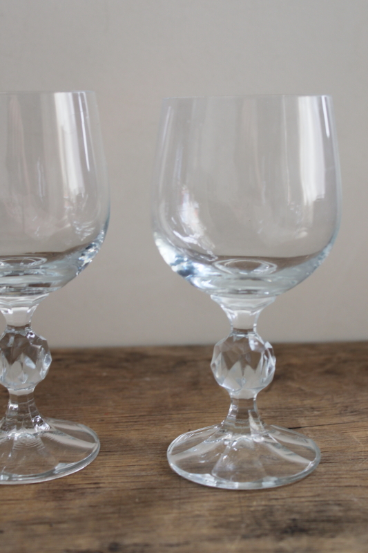 photo of 80s vintage Claudia stemware, set of 6 crystal wine glasses hand blown glass Poland #3