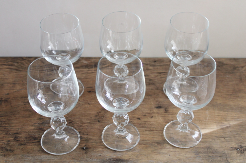 photo of 80s vintage Claudia stemware, set of 6 crystal wine glasses hand blown glass Poland #4