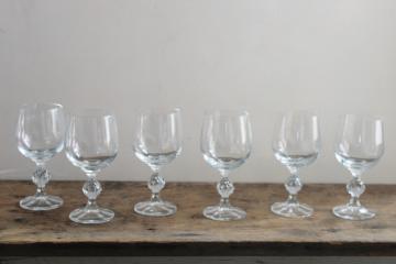 80s vintage Claudia stemware, set of 6 crystal wine glasses hand blown glass Poland