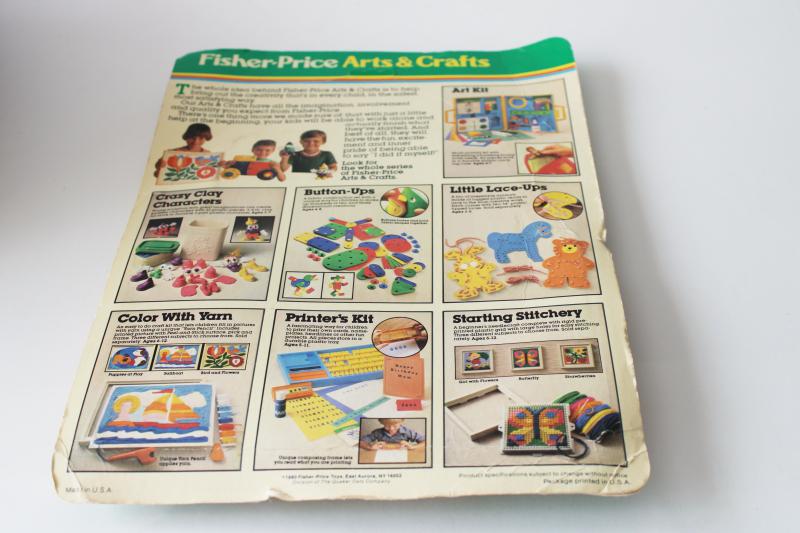 photo of 80s vintage Fisher Price lace up sewing card, plastic bear and laces sealed package #3