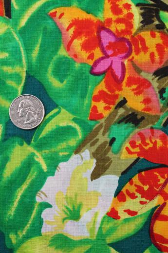 photo of 80s vintage Hawaiian print cotton fabric, tropical print fabric for shirts, shorts etc. #2