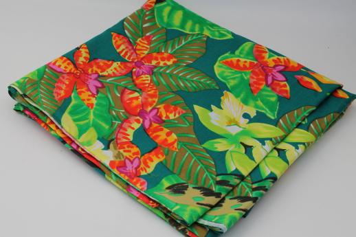 photo of 80s vintage Hawaiian print cotton fabric, tropical print fabric for shirts, shorts etc. #4