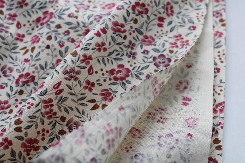 photo of 80s vintage Hoffman California fabric, floral print cotton rose pink & dusty plum #3