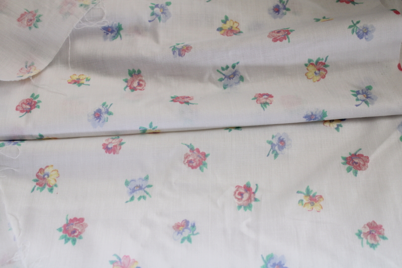 photo of 80s vintage Joan Kessler floral print cotton fabric, small flowers in pastel colors #1