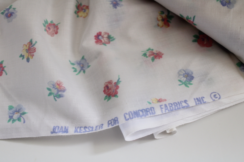 photo of 80s vintage Joan Kessler floral print cotton fabric, small flowers in pastel colors #2