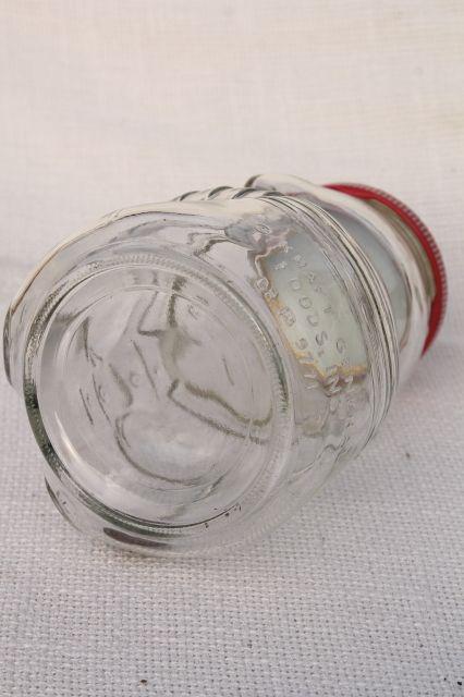 photo of 80s vintage Kraft jelly jar w/ teddy bear shape, glass jam jar coin bank #2