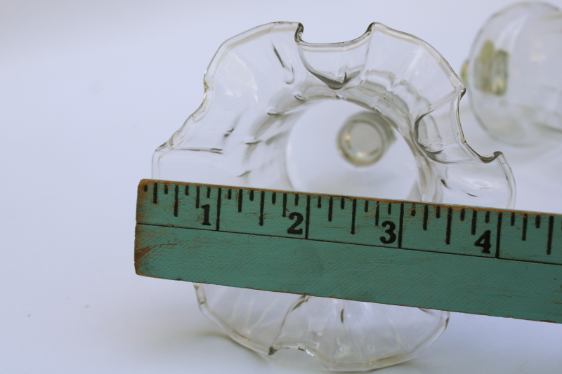 photo of 80s vintage Mexican hand blown glass shades, peg type ruffled clear glass votive candle holders  #4