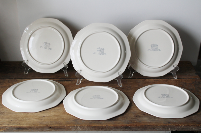 photo of 80s vintage Mikasa Japan stoneware salad or dessert plates, Firenze floral in soft colors hexagon shape  #7