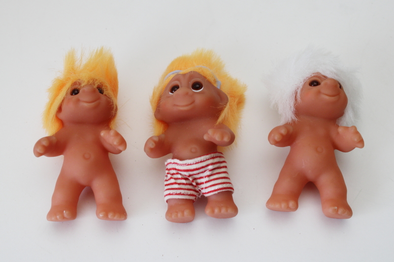 photo of 80s vintage Norfin Dam trolls, mini troll doll lot Norfettes, some Norfin tags  #5