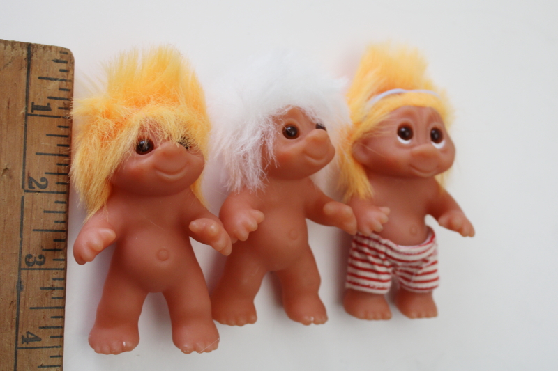 photo of 80s vintage Norfin Dam trolls, mini troll doll lot Norfettes, some Norfin tags  #7