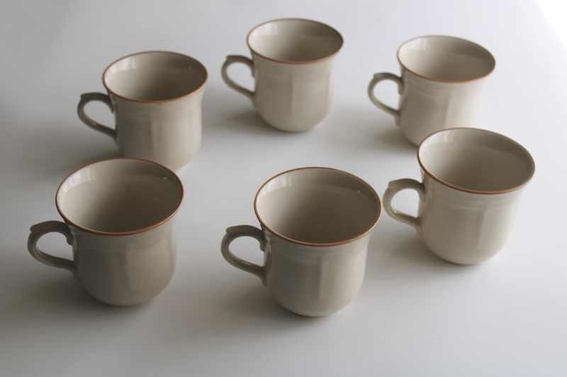 photo of 80s vintage Our Country Newcor stoneware mugs, village houses cottagecore print  #8