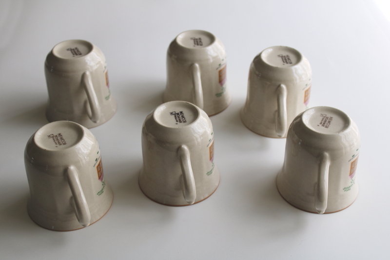 photo of 80s vintage Our Country Newcor stoneware mugs, village houses cottagecore print  #10