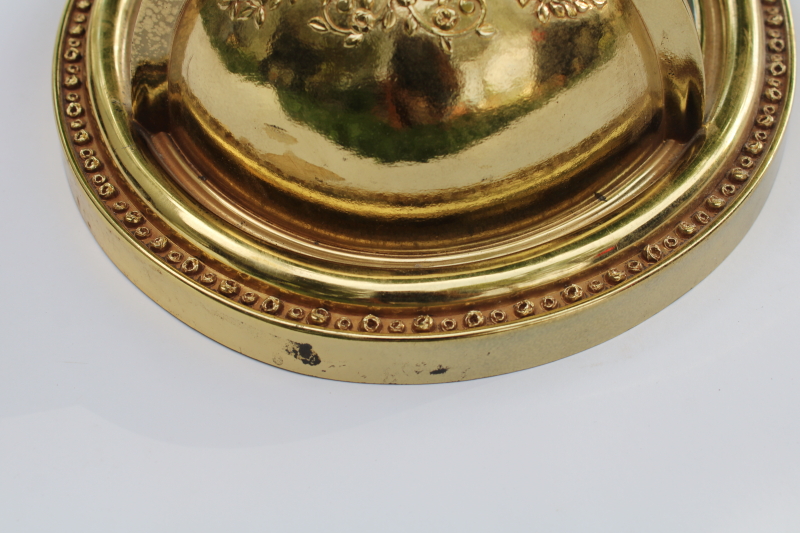 photo of 80s vintage Syroco gold plastic ornate frame oval glass mirror w/ wall pocket planter for greenery  #4