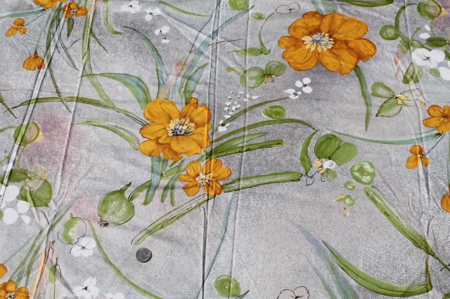 photo of 80s vintage Toyobo Japan cotton sateen fabric, It's a Good Life floral print #1