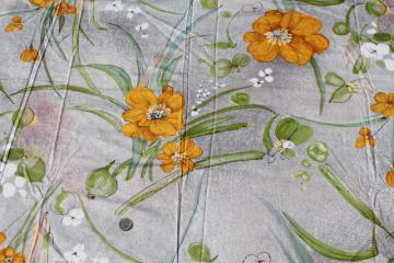 catalog photo of 80s vintage Toyobo Japan cotton sateen fabric, It's a Good Life floral print