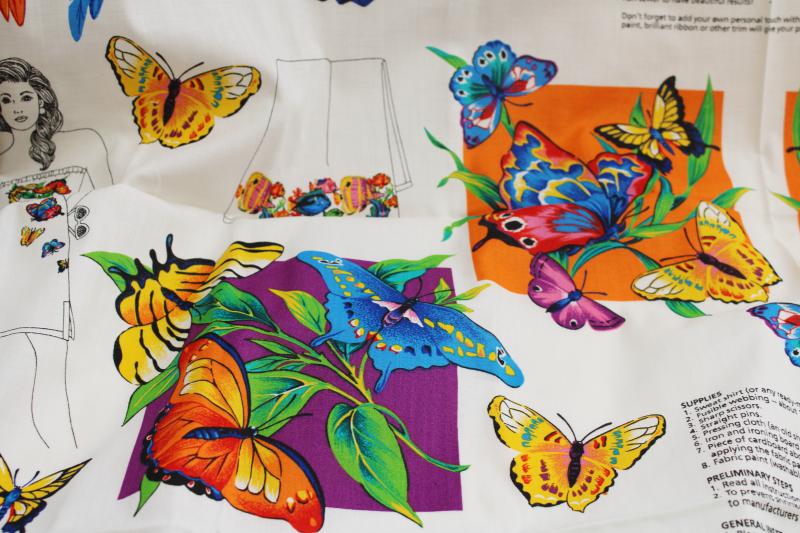 photo of 80s vintage VIP Cranston print cotton appliques, tropical island butterflies, birds #4