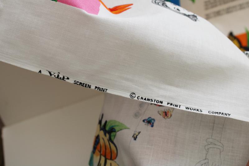 photo of 80s vintage VIP Cranston print cotton appliques, tropical island butterflies, birds #8