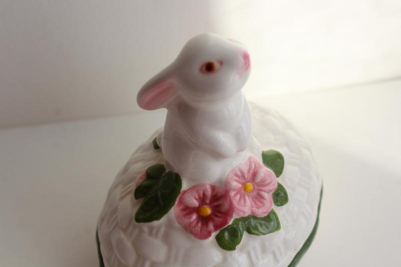 photo of 80s vintage Weiss Brazil for Avon Easter egg, bunnies pin tray, china bell #2