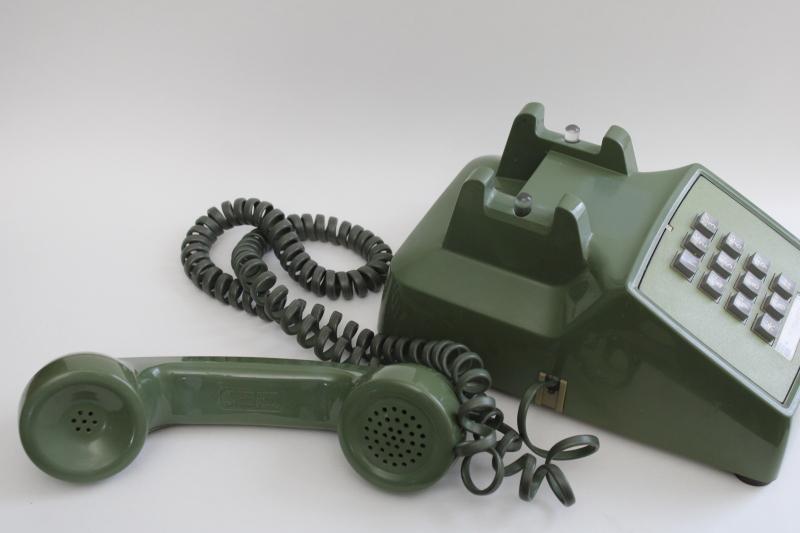 photo of 80s vintage avocado green telephone, Bell 2500DM modular touch tone phone, works! #4