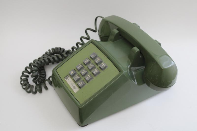 photo of 80s vintage avocado green telephone, Bell 2500DM modular touch tone phone, works! #7